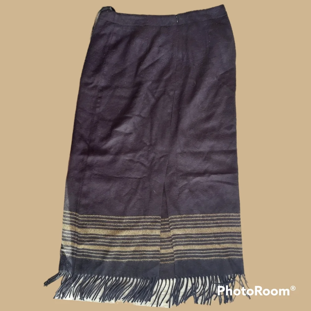 Vtg 90s navy blue blanket skirt - Picture 9 of 12